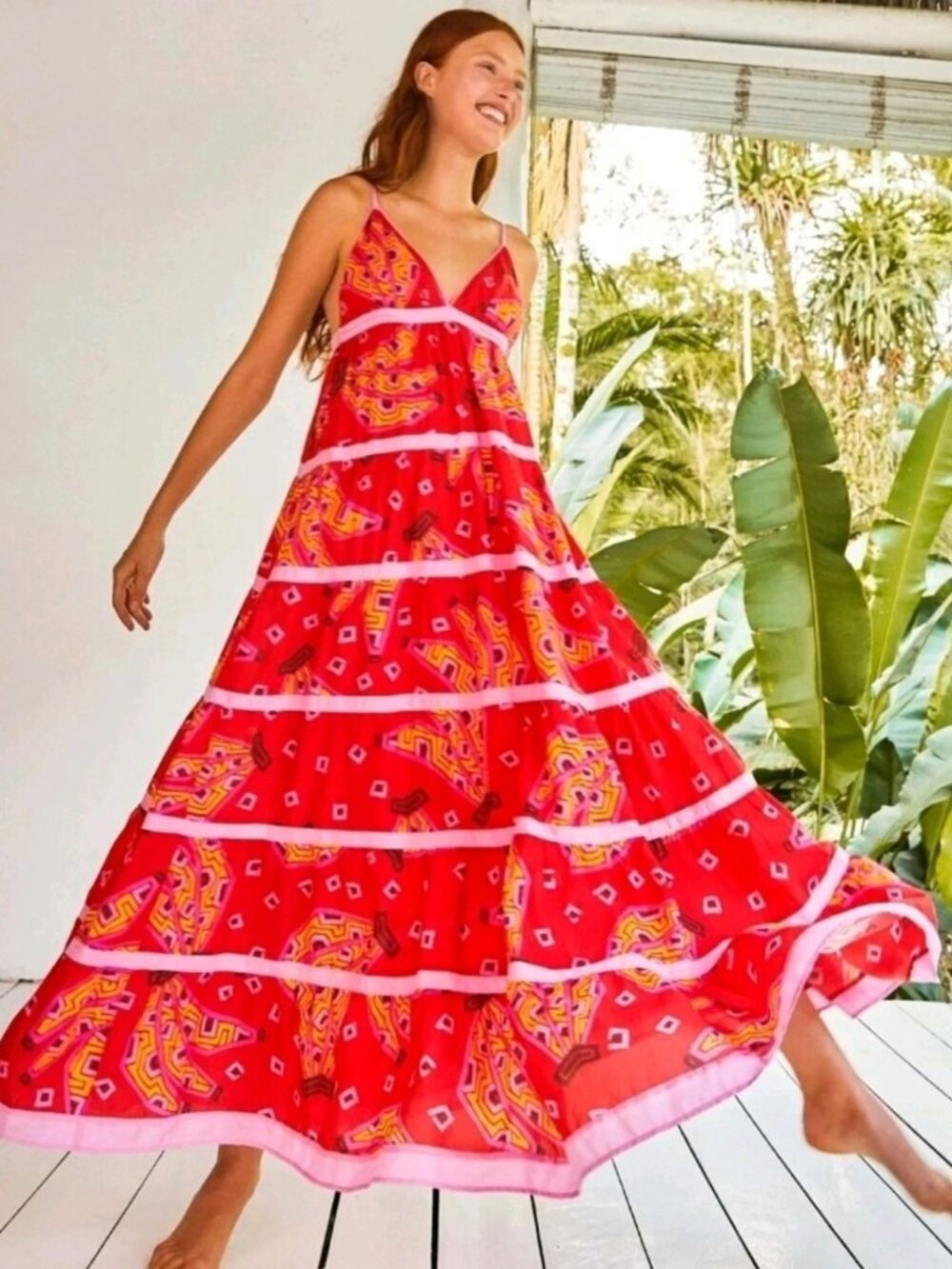 FARM Rio Tiki Bananas Tiered Dress